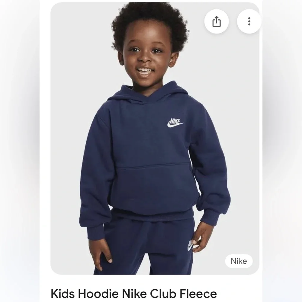 Nike Club Fleece Toddler/Kids Hoodie Sweatshirt Tan Embroidered Nike Size XS